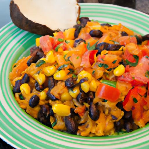Hearty southwest Sweet Potato Black Bean Rice Skillet Delight