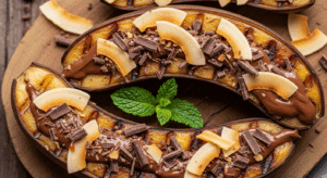 Grilled Bananas with Chocolate and Coconut