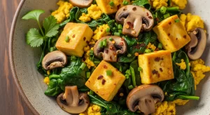 Tofu Scramble with Spinach & Mushrooms