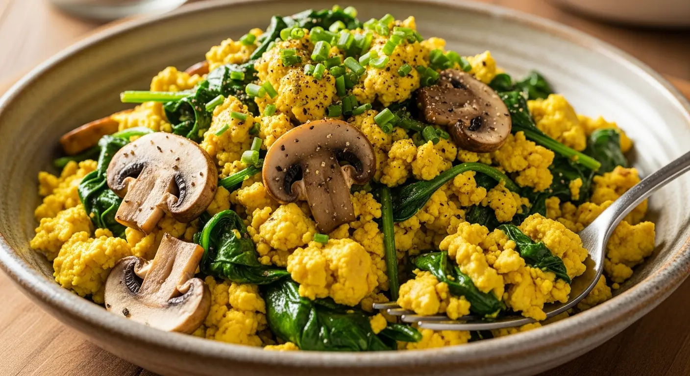 Tofu Scramble with Spinach & Mushrooms