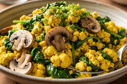 Tofu Scramble with Spinach & Mushrooms