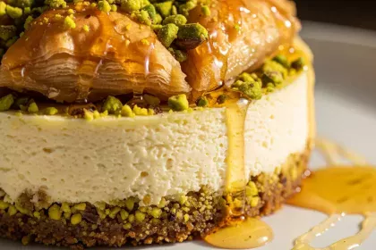 Honey Pistachio Baklava Cheesecake