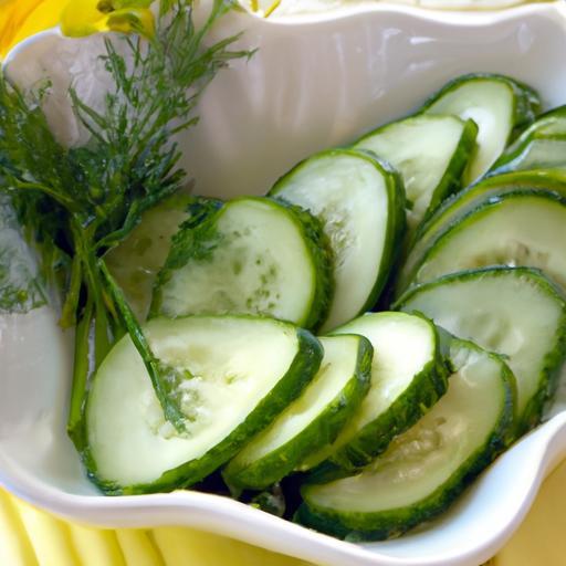 Refreshing Cucumber Bites Paired with Zesty Dill Dip Delight