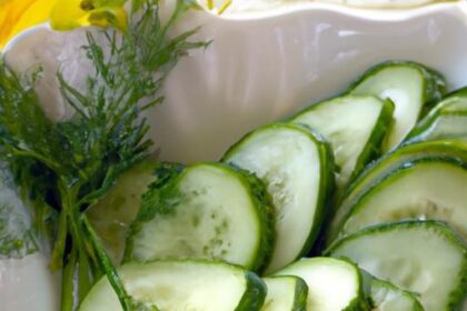 Refreshing Cucumber Bites Paired with Zesty Dill Dip Delight