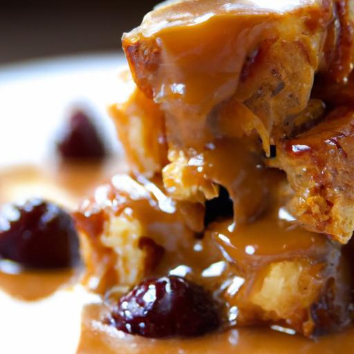 Decadent Bread Pudding Drizzled with Luscious Caramel Sauce