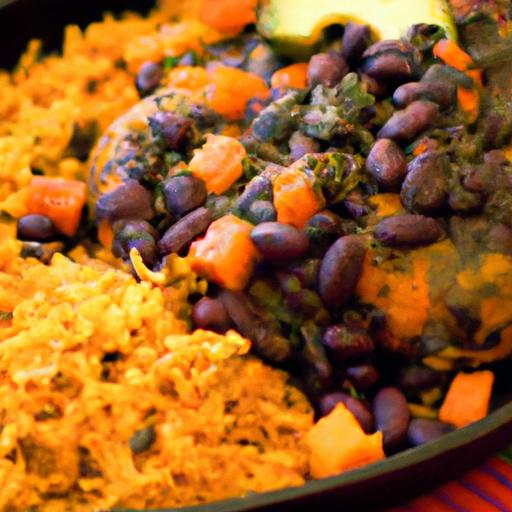 Southwest Sweet Potato skillet: ​Hearty Black Bean ‌& Rice