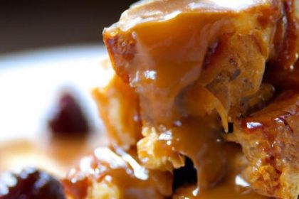 Decadent Bread Pudding Drizzled with Luscious Caramel Sauce